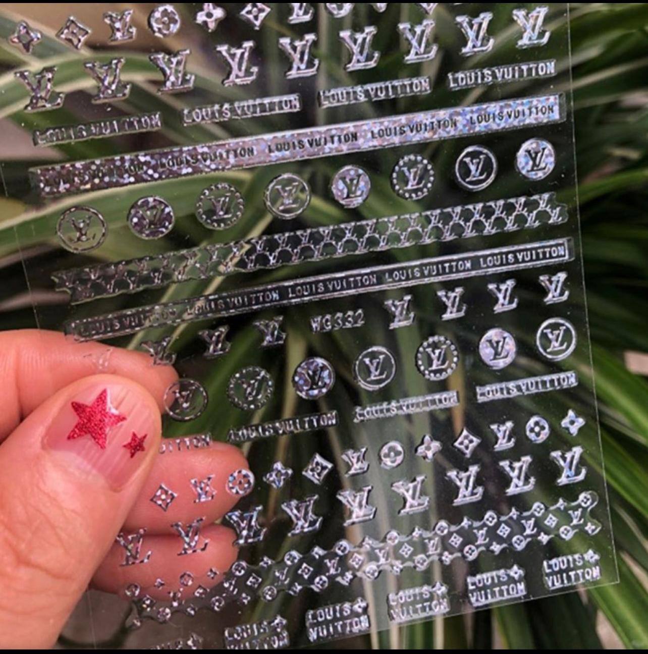 Louis Vuitton Silver Nail Art Stickers